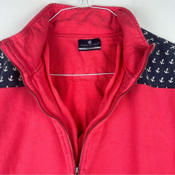 Simply Southern | quarter zip pullover jacket pink blue anchor elbow pat… - Picture 7 of 16